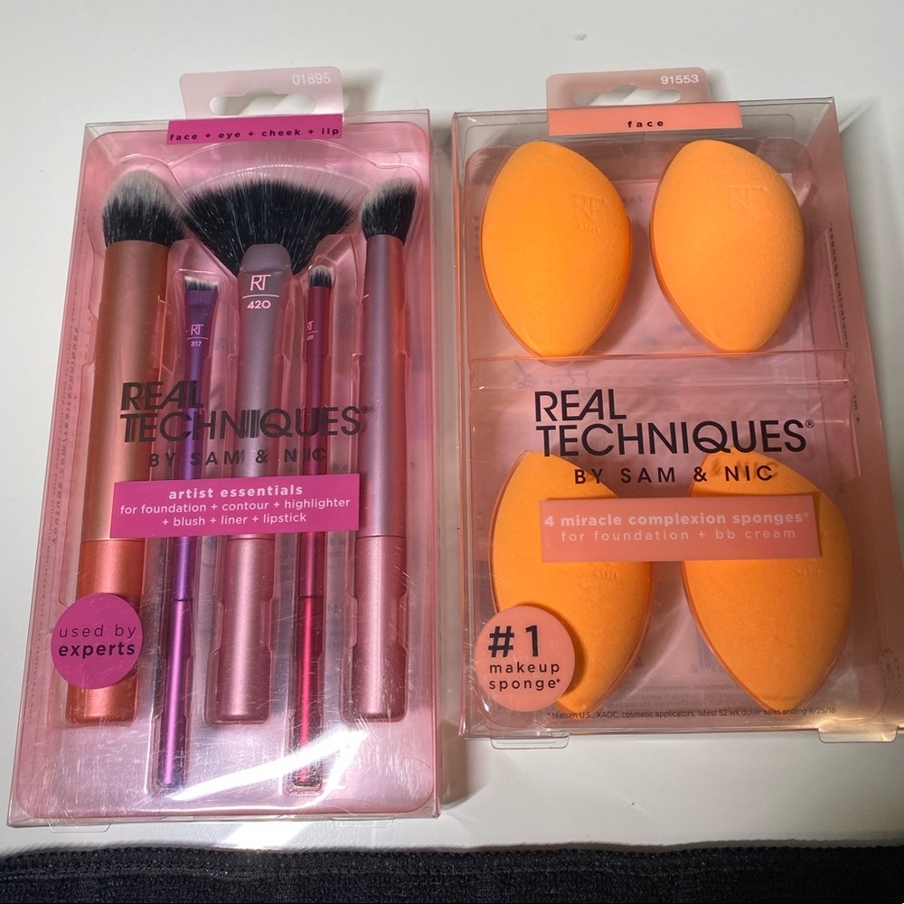Sponge and makeup brushes